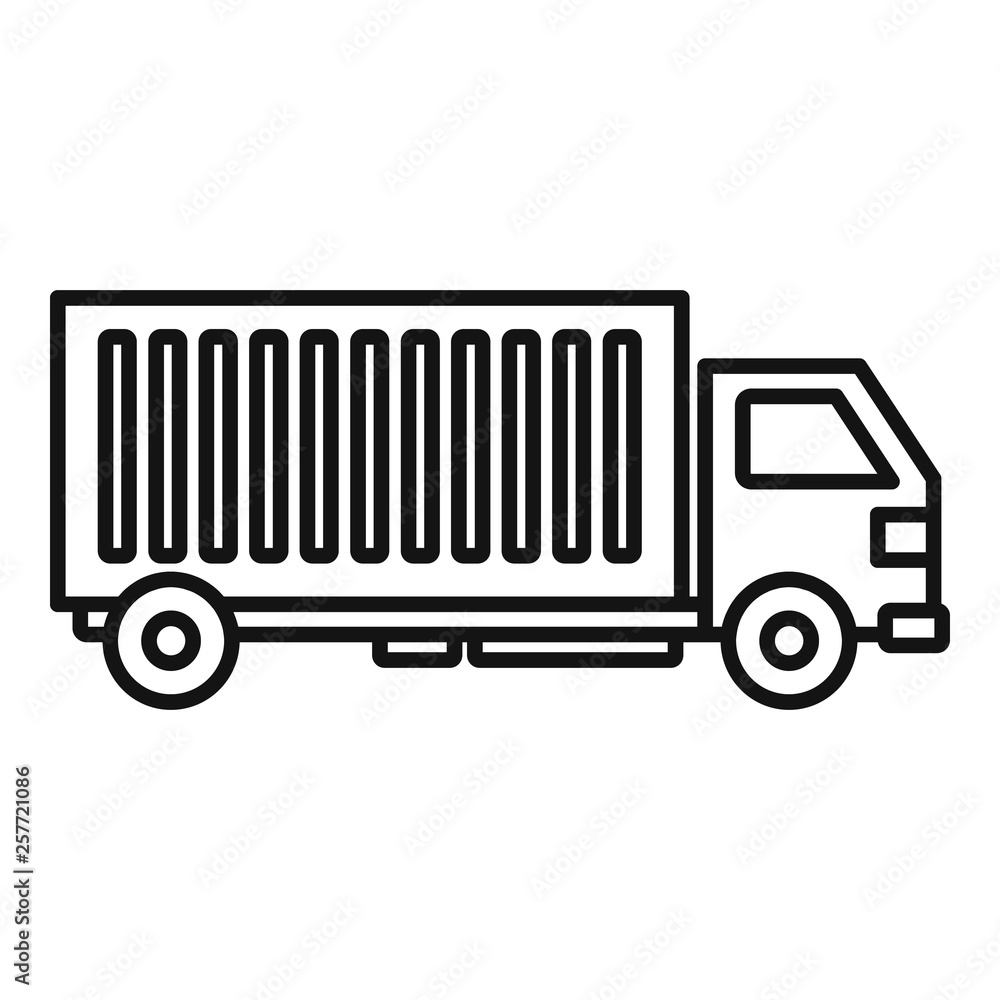 Sticker Cargo truck icon. Outline cargo truck vector icon for web design isolated on white background