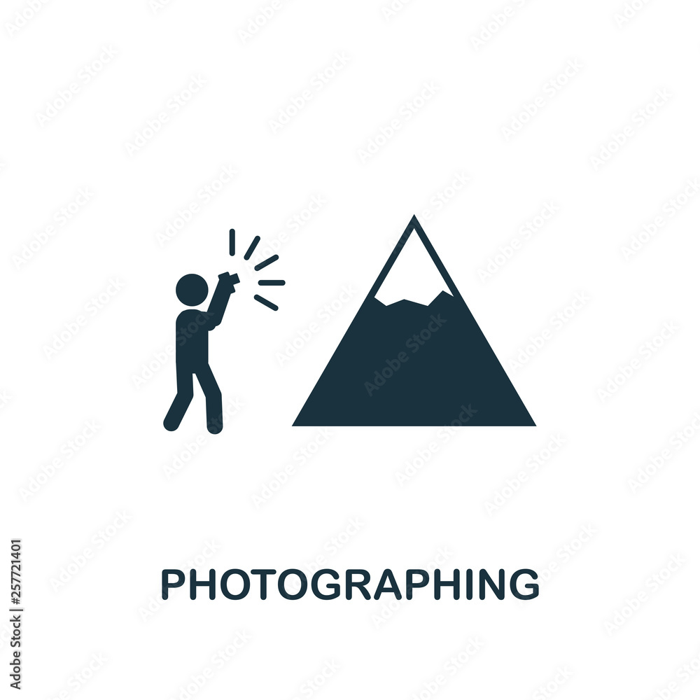 Poster photographing icon. creative element design from tourism icons collection. pixel perfect photographi