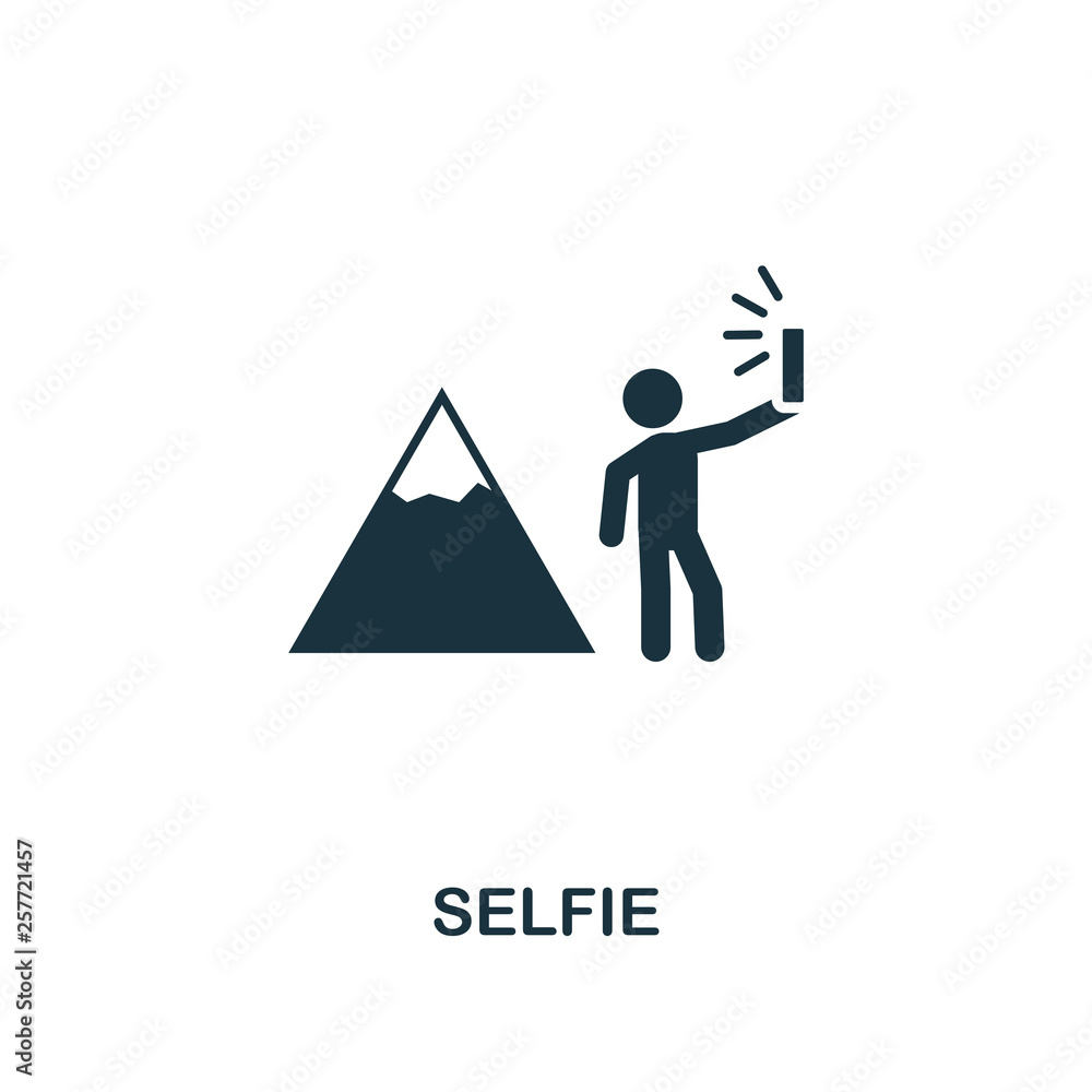 Poster selfie icon. creative element design from tourism icons collection. pixel perfect selfie icon for we