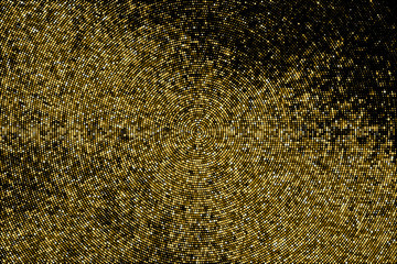 Gold Glitter Halftone Dotted Backdrop. Abstract Circular Retro Pattern. Pop Art Style Background. Golden Explosion Of Confetti. Digitally Generated Image. Vector Illustration, Eps 10.  