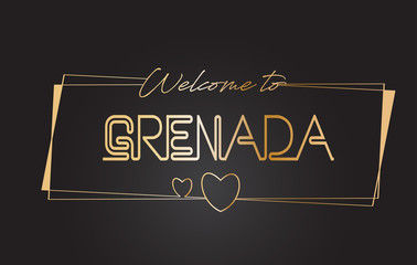 Grenada Welcome to Golden text Neon Lettering Typography Vector Illustration.