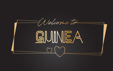 Guinea Welcome to Golden text Neon Lettering Typography Vector Illustration.