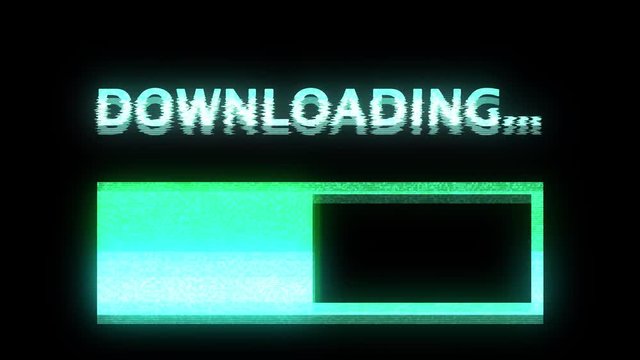 Holographic transmission (intentional noise fx): a simple downloading text with a flat progress bar.