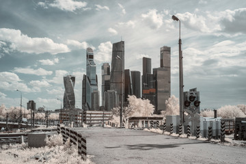 Fototapeta premium Modern famous skyscrapers in financial district of Moscow City, Russia, hi tech architecture