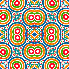 Vivid Colorful Hand Drawn Seamless Pattern Mosaic