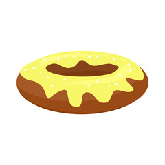 Donut with yellow glaze. Dessert, snack, lemon topping. Vector illustration can be used for topics like bakery, pastry, coffee break