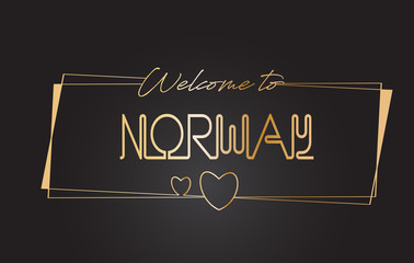 Norway Welcome to Golden text Neon Lettering Typography Vector Illustration.