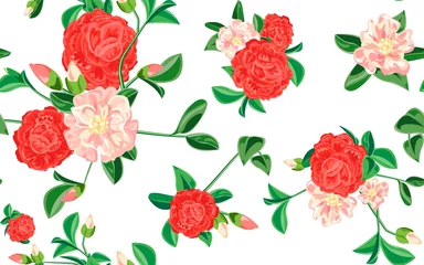 Behang Camellia pattern. Cartoon illustration of camellia vector pattern for web design © anatolir