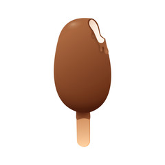 Choc ice with bite vector illustration. Ice cream, sweet food, dessert. Vacation concept. Vector illustration can be used for topics like summer, food, unhealthy eating