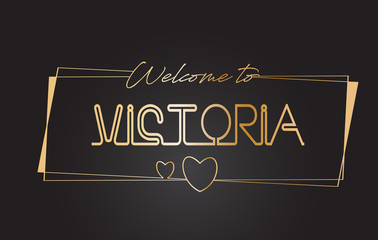 Obraz premium Victoria Welcome to Golden text Neon Lettering Typography Vector Illustration.