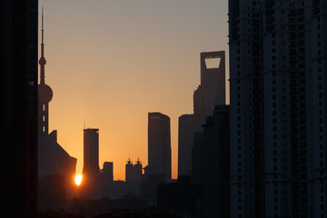 Fototapeta na wymiar Sunrise in Shanghai (China)