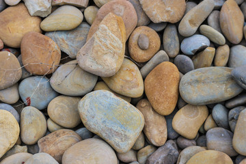Colorful large pebbles on the beach closeup, Black sea