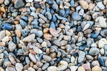 Colorful different size pebbles on the beach, Black sea