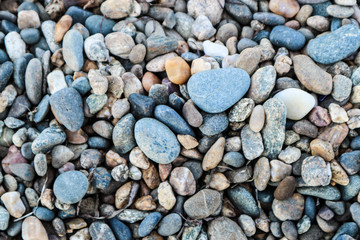 Colorful different size pebbles on the beach, Black sea