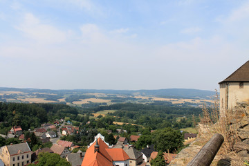 Fototapeta premium Valley view Lipnice nad Sazavou Czech Republic with about of the ancient castle walls