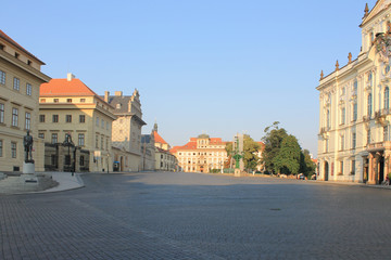 The historical centre of Prague, Czech Republic in the morning without people