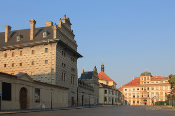 Fototapeta premium Hradcanska square in Prague Czech Republic early morning no people