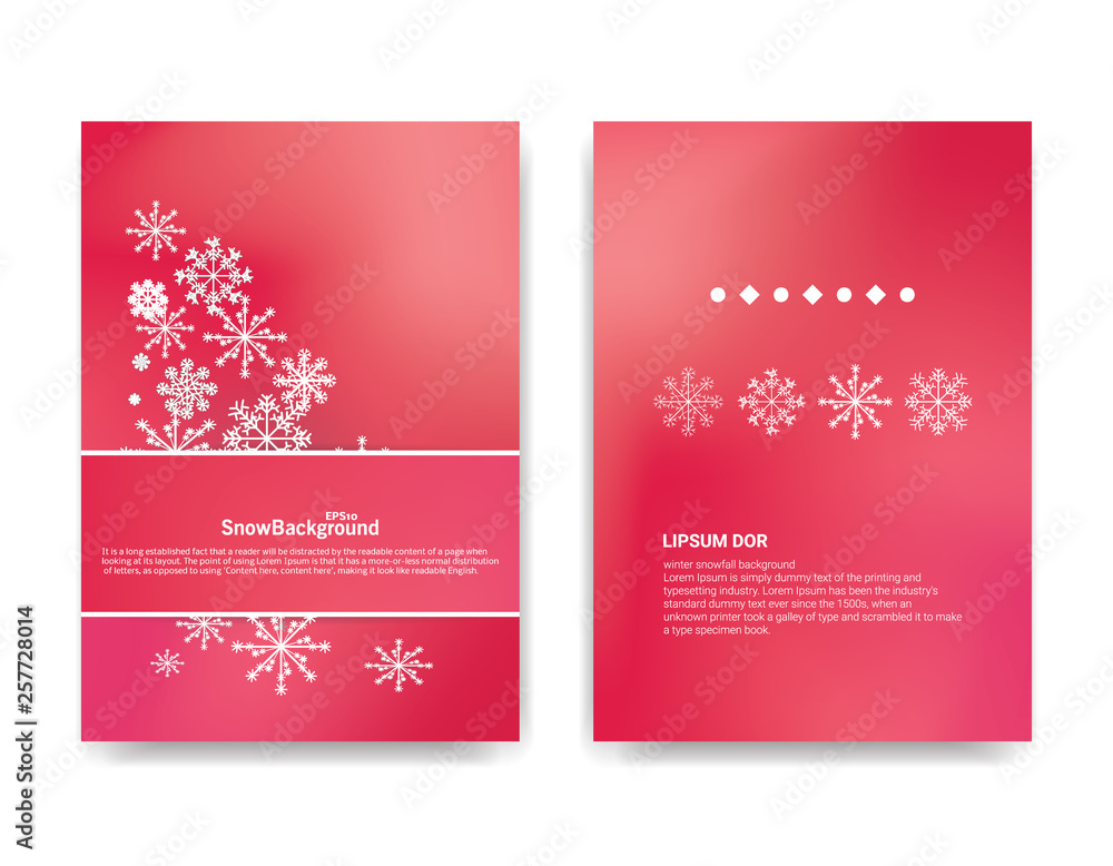 Poster winter background design of white snowflake with copy space