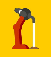 Ostrich head in sand isolated. Big bird