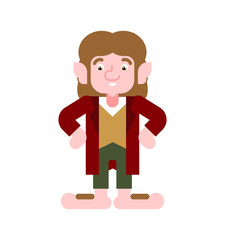 Hobbit little man isolated. magic homunculus with big legs