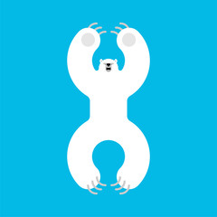 Polar bear evil isolated cartoon style. Wild predator. big white bear attacks