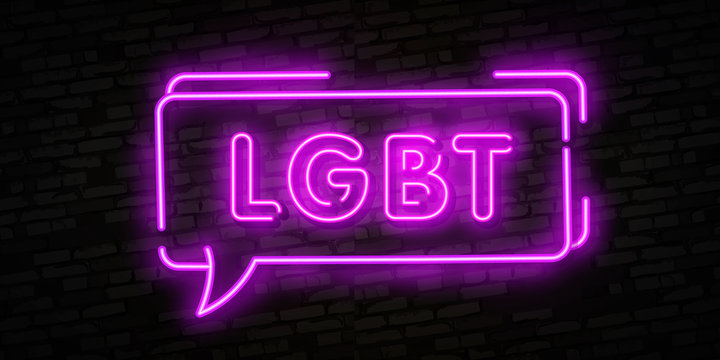 LGBT neon logo, light banner design element colorful modern design trend, night bright advertising, bright sign. Vector illustration