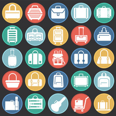 Cases icons set on circles black background for graphic and web design. Simple vector sign. Internet concept symbol for website button or mobile app.
