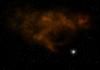 Star field in space and a nebulae. 3D rendering