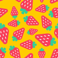 Strawberry pattern seamless. Berry background. summer texture. Vector Ornament 