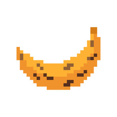 Obraz premium Rotten banana pixel art. Spoiled fruit 8bit. Yellow old tropical food 8 bit