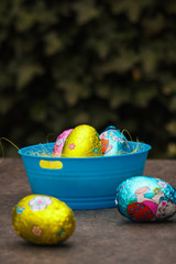 easter eggs in a basket