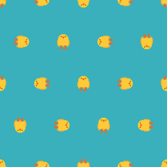 Chick pixel art pattern seamless. 8 bit Little Chicken. 8bit background.
