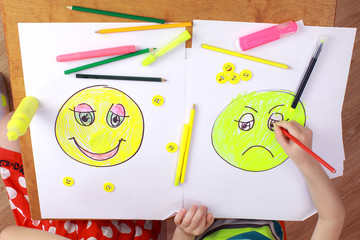 the development of emotional intelligence. child psychology. girl and boy depict different...