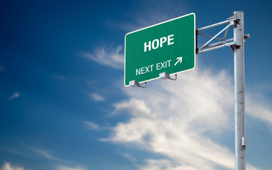 3D rendering highway sign and message about hope