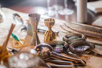 bartender's tools on the table