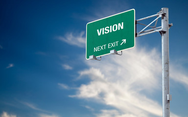 3D rendering highway sign and message about vision