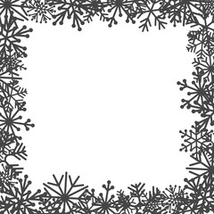 Square frame with snowflakes on white background