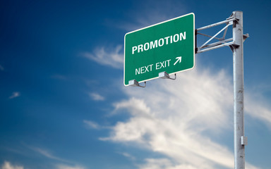 3D rendering highway sign and message about promotion