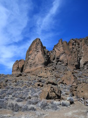 The volcanic Tuff Ring of Fort Rock in Lake County in Southern Oregon on a sunny Day.