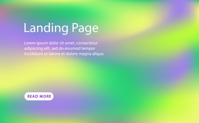 Landing page template. Holographic retro 80s, 90s abstract background