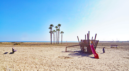 Playa de Comarruga, El Vendrell, Tarragona, Catalunya, España, Europa