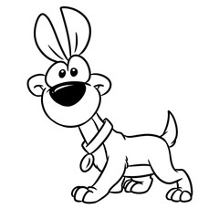 Dog funny walking animal character  cartoon illustration isolated image coloring page