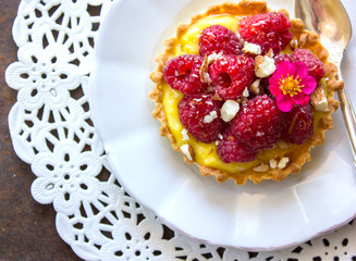  tartalets with lemon curd  nuts and berry
