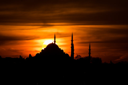 Suleymaniye Mosque At Sunset