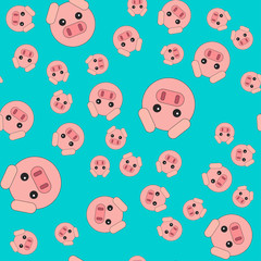 Seamless pattern of pig head.