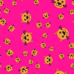Naklejka premium Seamless pattern of cat head