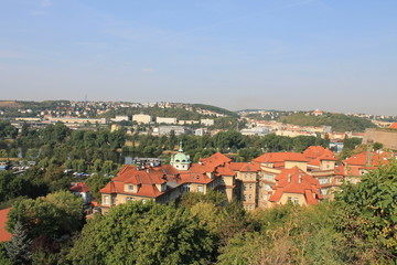 Fototapeta na wymiar Panoramic view of Prague Czech Republic and Vltava river from Visegrad fortress
