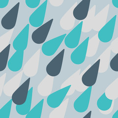 Simple seamless vector pattern of raindrops. Slanting rain illustration texture.