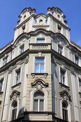 Fototapeta na wymiar Corner of a historic building in the old town of Prague Czech Republic