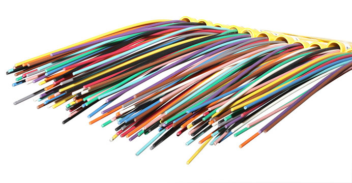 Fiber optical network cable close up